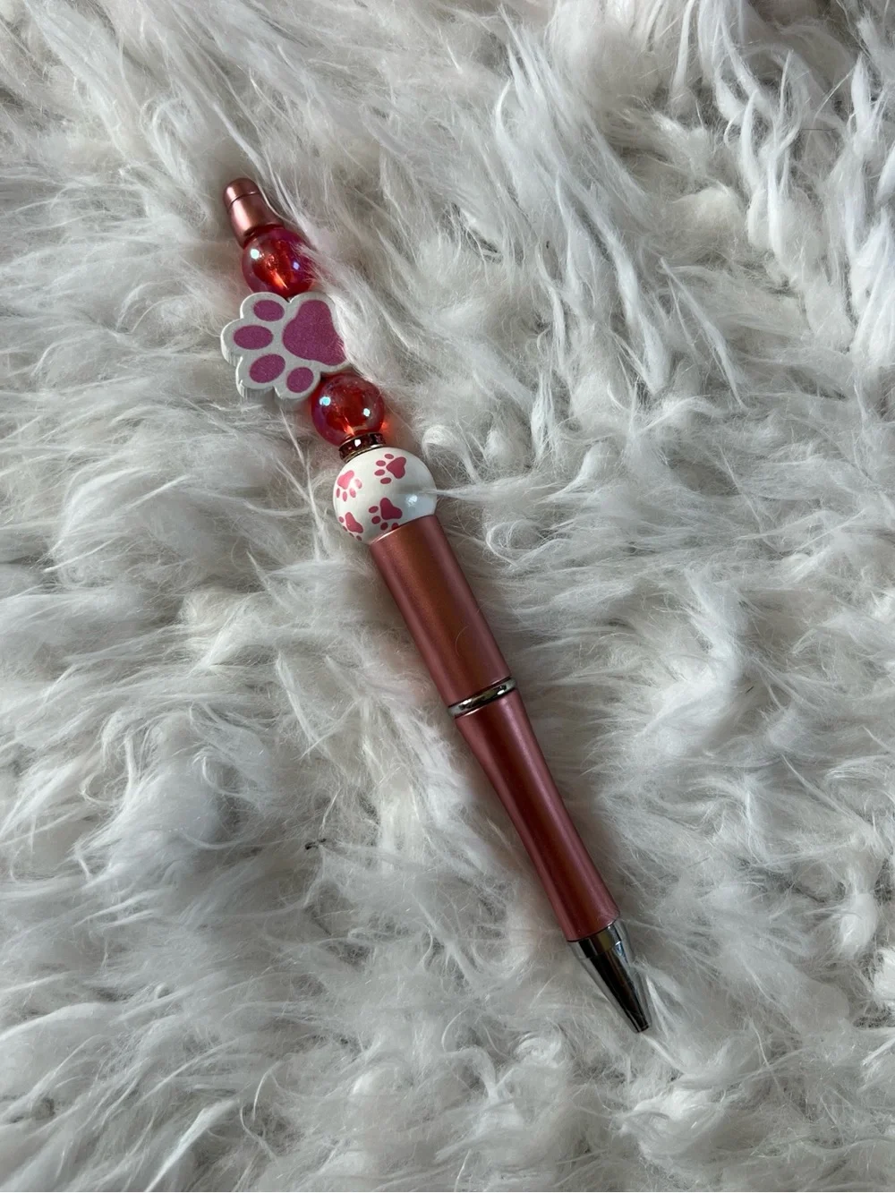 Paw-Top Ballpoint Pen - Black, Pink, Silver, Rose Gold - Cute Paw Print Design